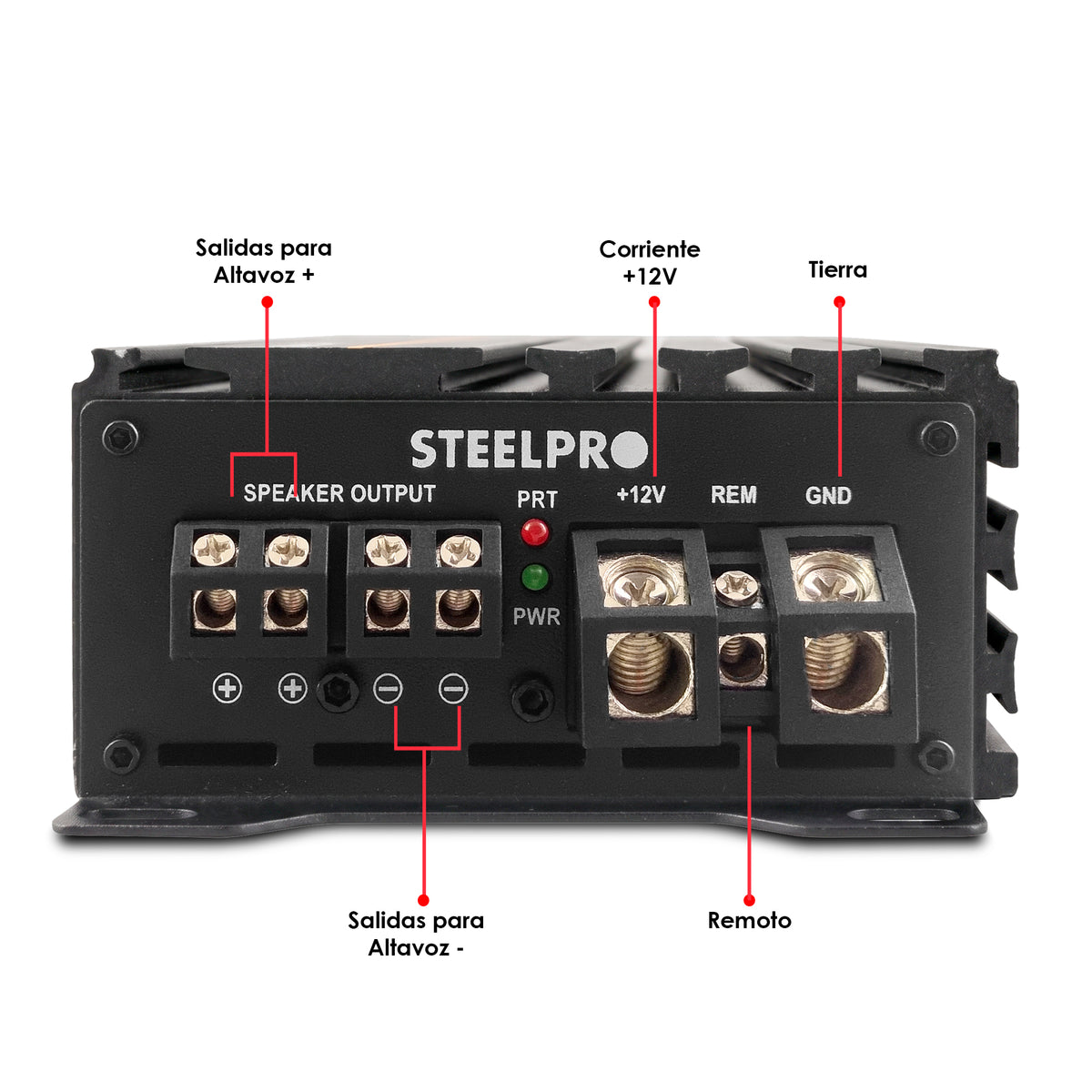 Steelpro NanoFx 2000x1 Micro Amplificador High-End Car Audio Monoblock Clase D 2000w Max 900w Rms A 1 Ohm FQ 30 - 80 Hz Eficiencia Thd menor a 0.1% Crossover Lpf Control Sub Acustico Rude Boost Estable 1 Ohm Chip IRS2092 MOSFET 4227