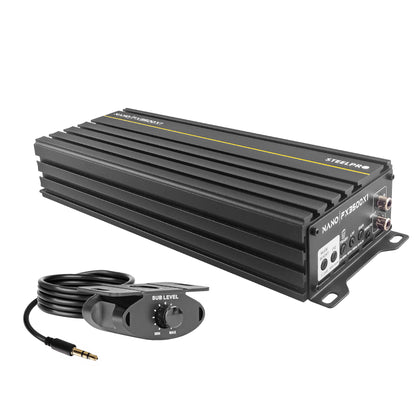 Steelpro NanoFX 3500X1 Micro Amplificador High-End Car Audio Monoblock Clase D 3500W Max 1700W RMS a 1 Ohm FQ 30-80 Hz THD Menor a 0.1% Crossover LPF Control Subacústico Rude Boost Estable 1 Ohm Chip IRS2092 MOSFET 4227
