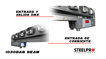 1030 BAR BEAM Steelpro – Barra LED RGBW 300W con 127 Efectos y Control DMX