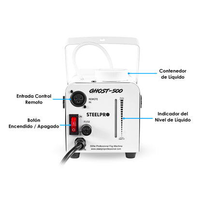 Maquina De Humo 500w Alambrica/inalambrica C/leds Steelpro Color Blanco