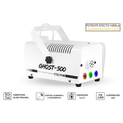 Maquina De Humo 500w Alambrica/inalambrica C/leds Steelpro Color Blanco