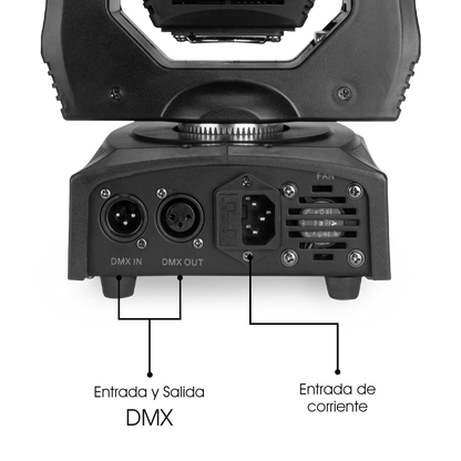 GOBOS-90H Cabeza Móvil Gobo LED 90W DMX 9/11 Canales 7 Gobos 8 Colores Aro LED SMD Automático Audiorítmico Maestro Esclavo Iluminación Profesional DJ Eventos Steelpro