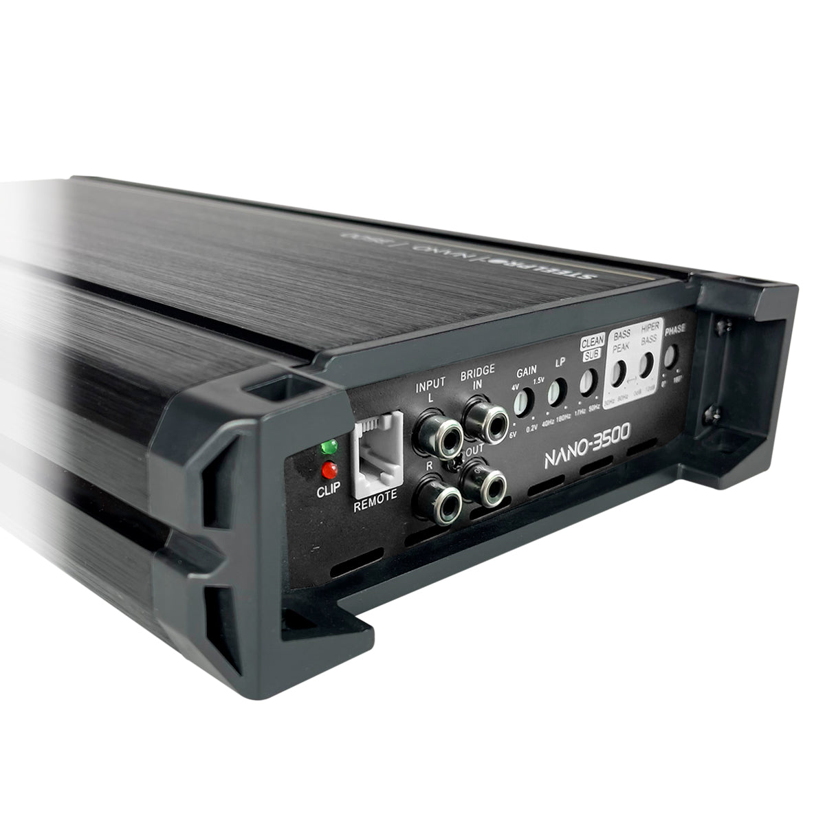 Amplificador Nano 3500 Clase D Steelpro para Subwoofer Monoblock Bass 3500W MAX 1 Ohm estable Alto Rendimiento Open Show, LPF, Bass Boost 12 dB,Filtro Subsonico, Fase Variable, Control de Bajos