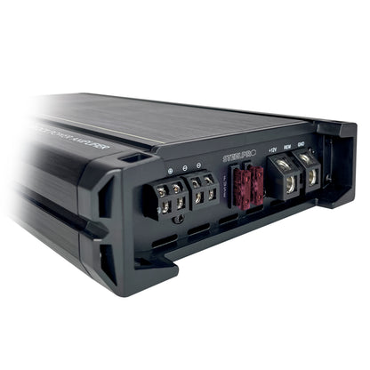 Amplificador Nano2500 Clase D Steelpro para Subwoofer Monoblock Bass 1900W/900W RMS 1 Ohm estable Alto Rendimiento Open Show, LPF, Bass Boost 12 dB,Filtro Subsonico, Fase Variable, Control de Bajos