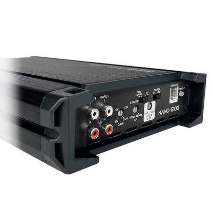 Amplificador  Nano 1200  Steelpro para Subwoofer  Monoblock Bass 1200W MAX 2  Ohm estable Alto Rendimiento Open Show, Crossover LPF/FULL, Bass Boost 12 dB, Fase Variable, Control de Bajos