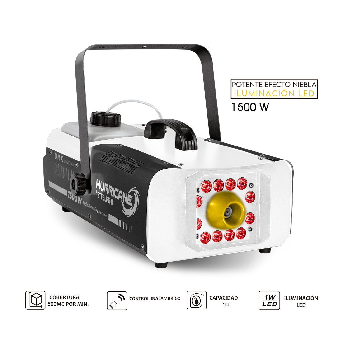 Maquina De Humo 1500w Control Inalámbrico Steelpro Hurricane Color Negro