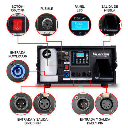 INLANDER Máquina Profesional De Humo Tipo Fazer Dmx 1500w Steelpro