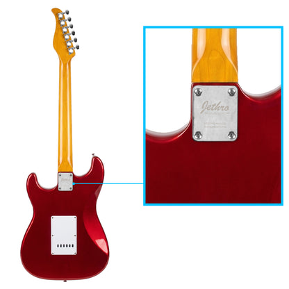 JMB101 Apple Candy Kit Guitarra Eléctrica Metal Red Con Amplificador 20W y Cable Para Diestros Jethro Master Built