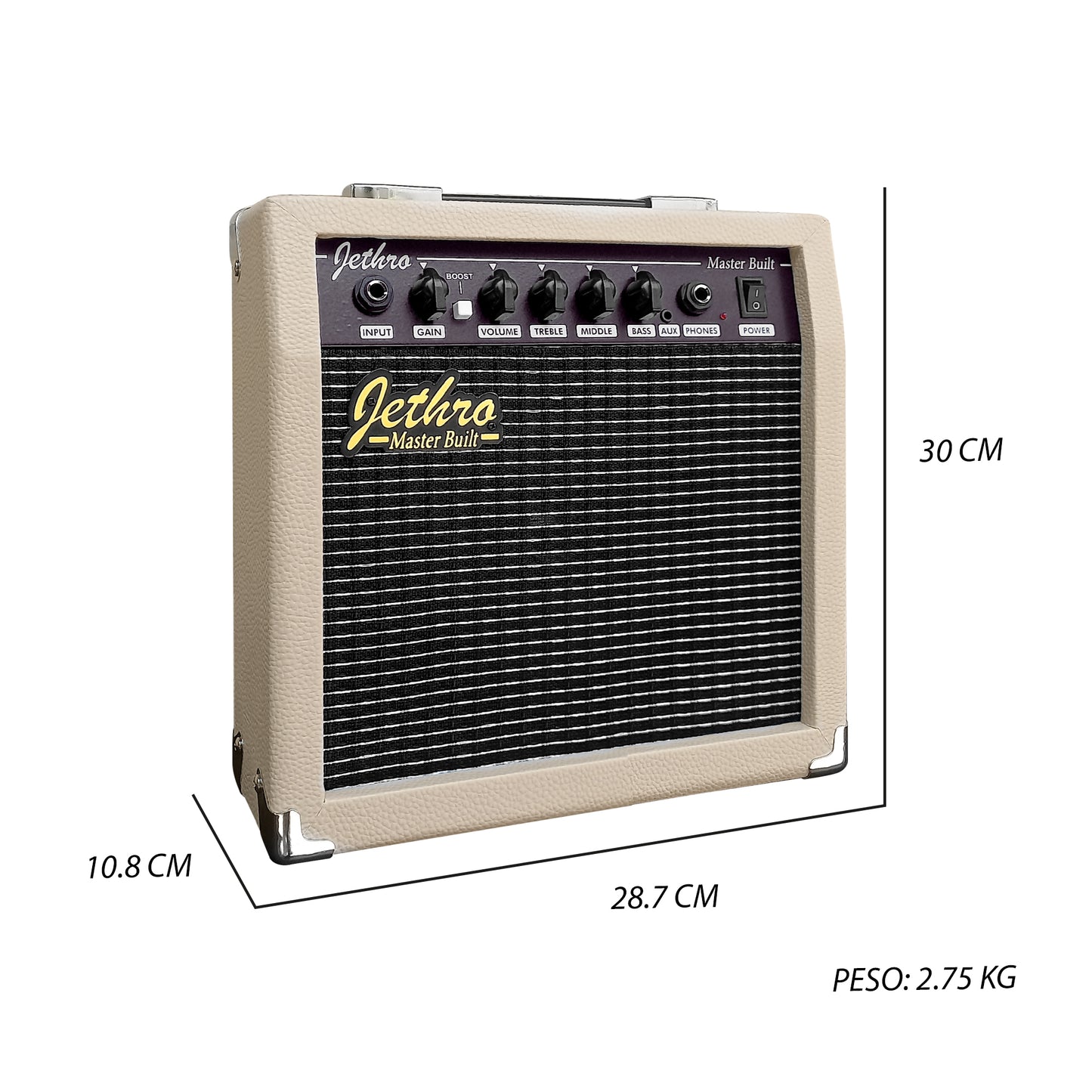 JMB101 Apple Candy Kit Guitarra Eléctrica Metal Red Con Amplificador 20W y Cable Para Diestros Jethro Master Built