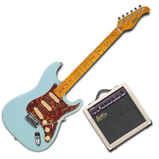 JMB103 The Viper Kit Guitarra Eléctrica Beachside Con Amplificador 20W y Cable Para Diestros Jethro Master Built