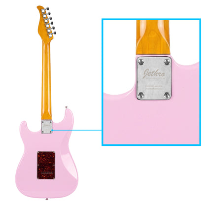 JMB105 Rosefire Kit Guitarra Eléctrica Baby Pink Con Amplificador 20W y Cable Para Diestros Jethro Master Built