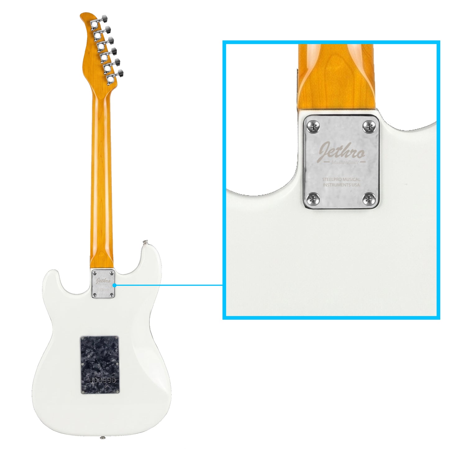 JMB107 Moonlight Kit Guitarra Eléctrica White Con Amplificador 20W y Cable Para Diestros Jethro Master Built