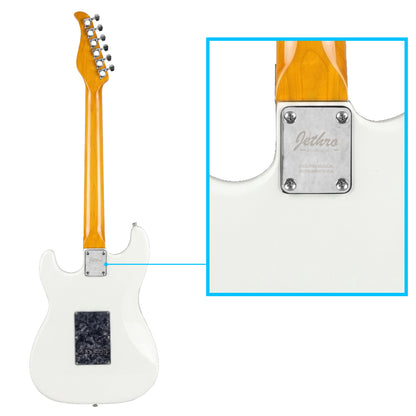 JMB107 Moonlight Kit Guitarra Eléctrica White Con Amplificador 20W y Cable Para Diestros Jethro Master Built