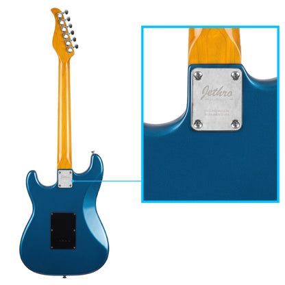 JMB108 Steel Tempest Kit Guitarra Eléctrica Metal Blue Con Amplificador 20W y Cable Para Diestros Jethro Master Built