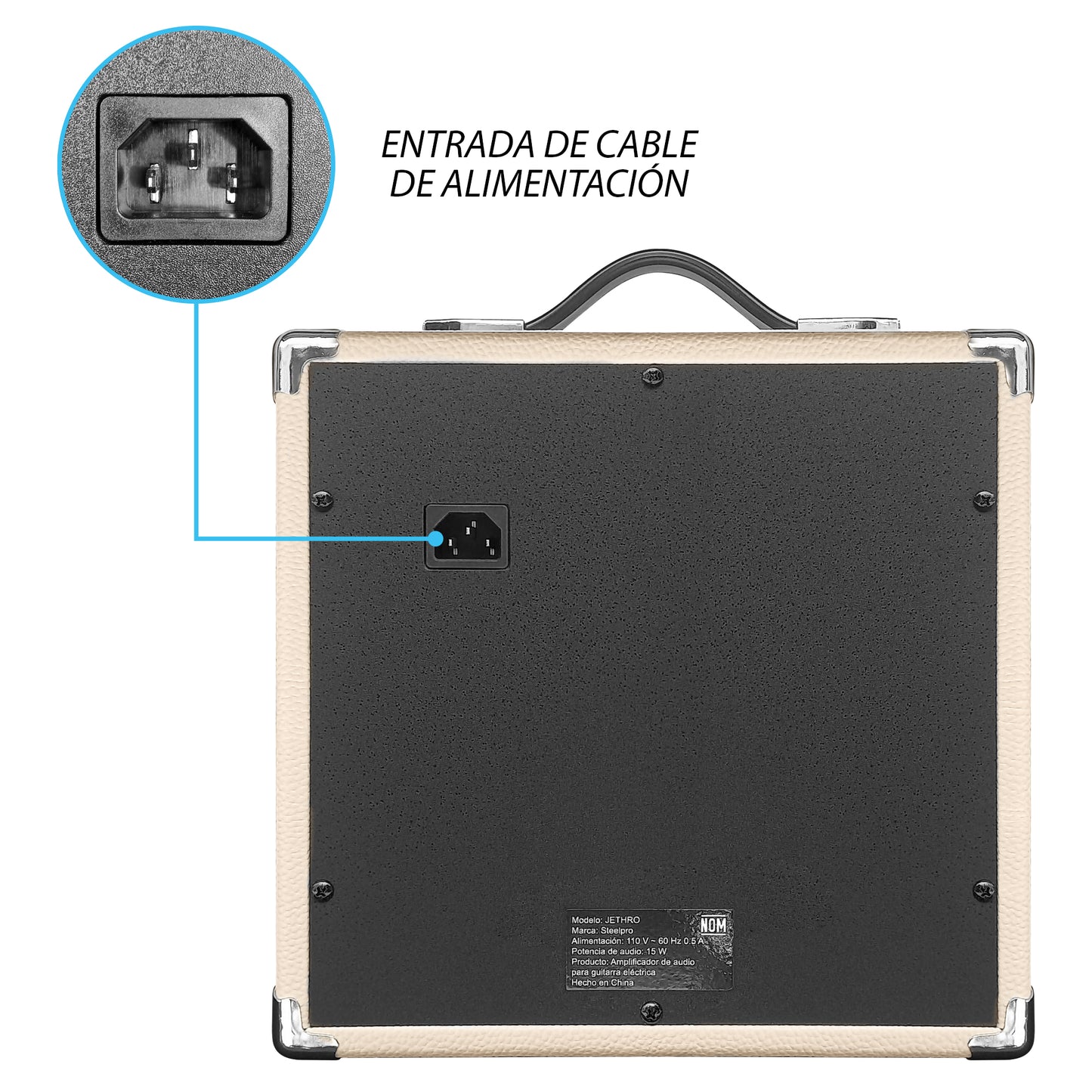 JMB108 Steel Tempest Kit Guitarra Eléctrica Metal Blue Con Amplificador 20W y Cable Para Diestros Jethro Master Built