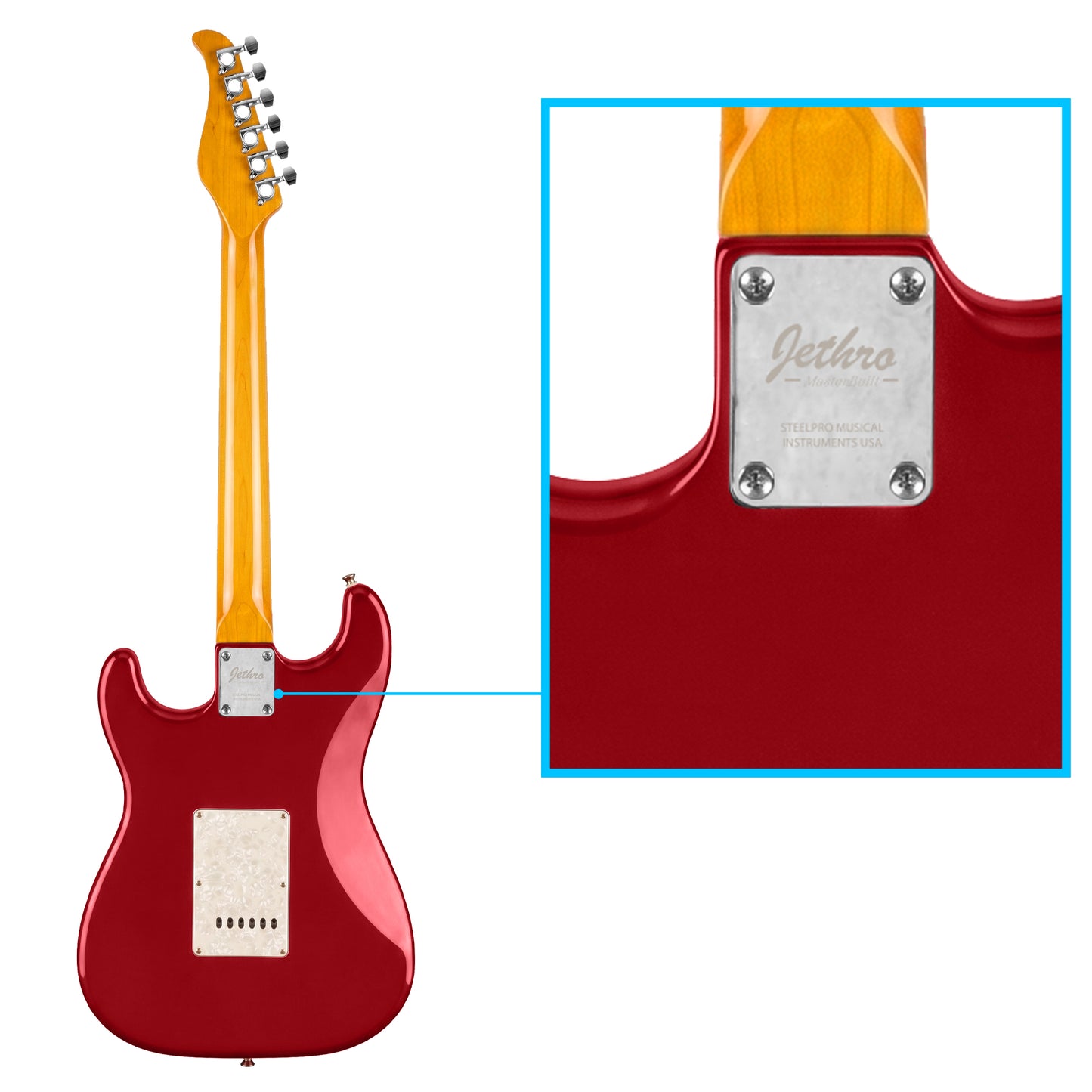 JMB109 Dragon's Heart Kit Guitarra Eléctrica Fiesta Red Con Amplificador 20W y Cable Para Diestros Jethro Master Built