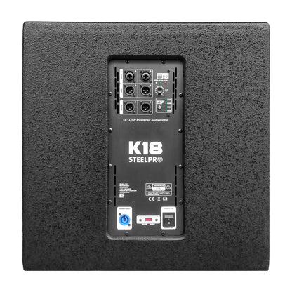 K18 Subwoofer Profesional de 18" Amplificado Dsp 900w Rms Steelpro