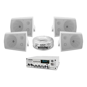 Kit Amplificador Bt 300w 4 Bafles Ambiental 6.5 By Steelpro
