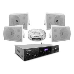 Kit Amplificador Bt 600w 4 Bafles Ambiental 5.2 By Steelpro