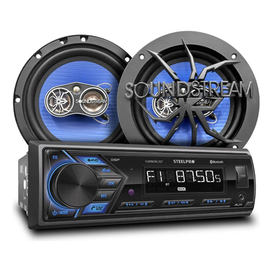 Kit Autoestereo Bluetooth 1 Din Y Bocinas 6.5 Soundstream
