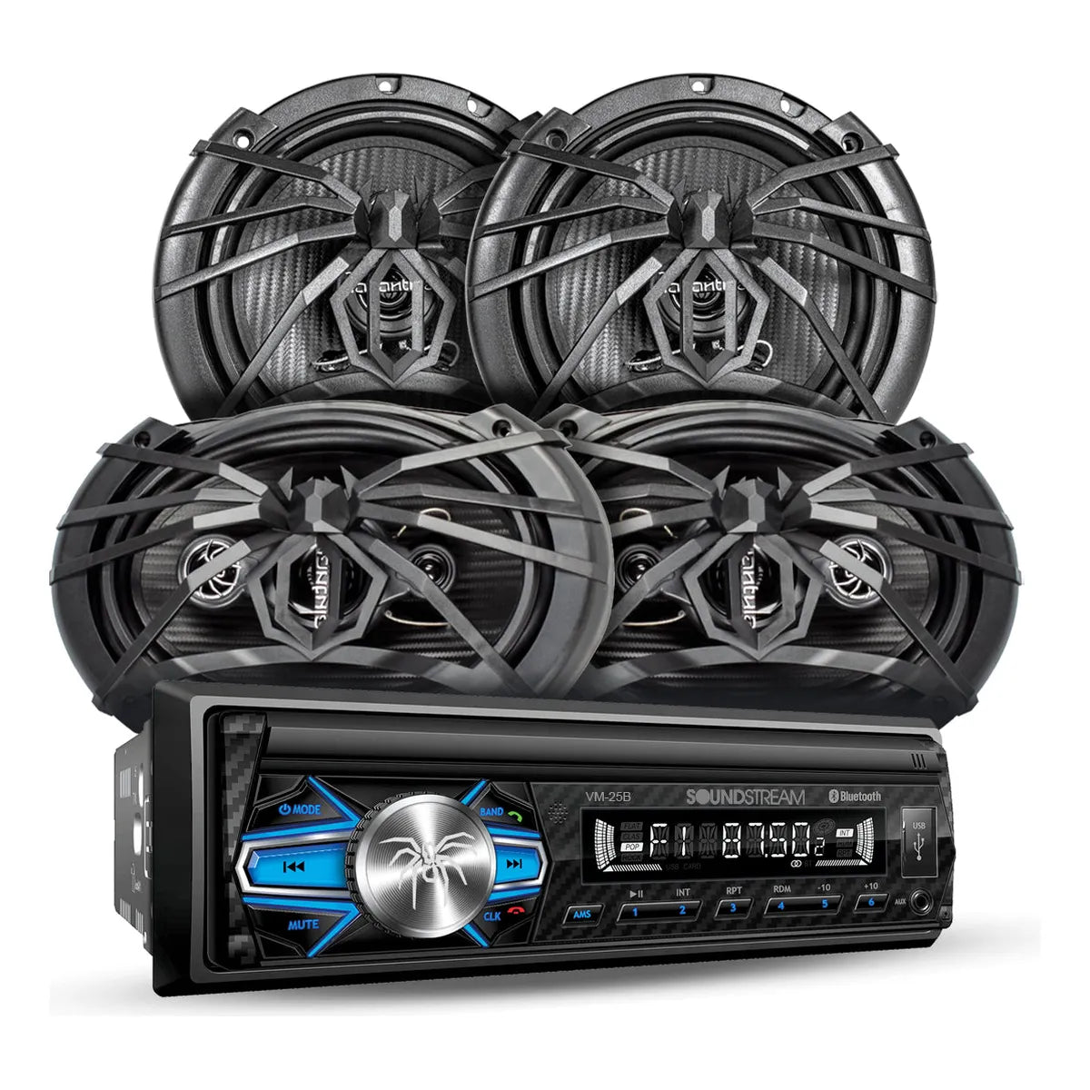 Kit Autoestereo Bluetooth 1 Din Y Bocinas 6x9 Bocinas 6.5