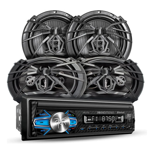 Kit Autoestereo Bluetooth 1 Din Y Bocinas 6x9 Bocinas 6.5
