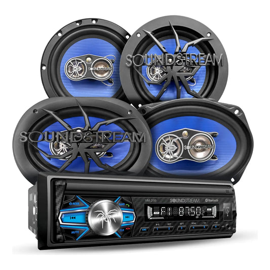 Kit Autoestereo Bluetooth Bocinas 6x9 Y Bocinas 6.5 Steelpro