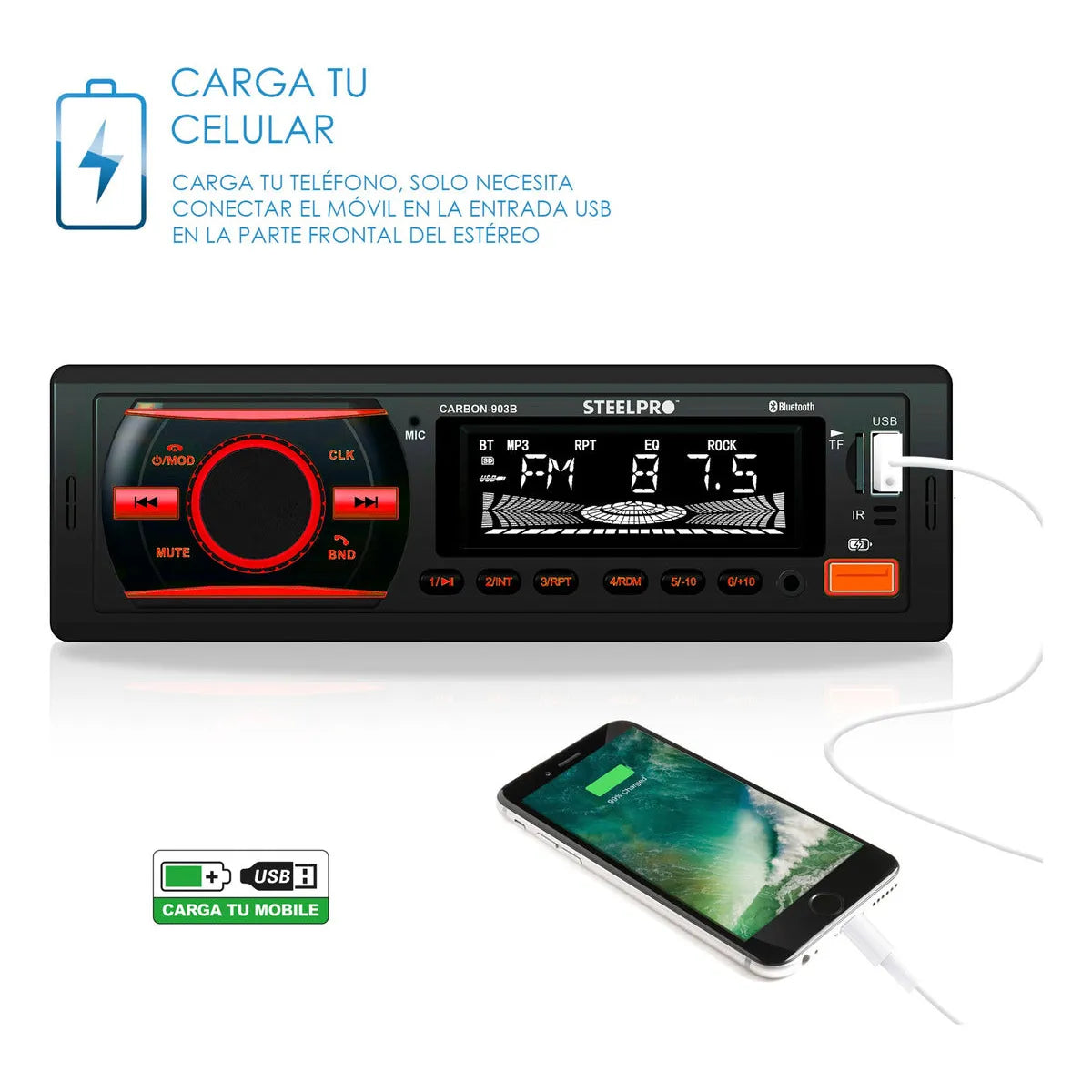 Kit Autoestereo Steelpro Bluetooth + Bocinas 6.5 Soundstream
