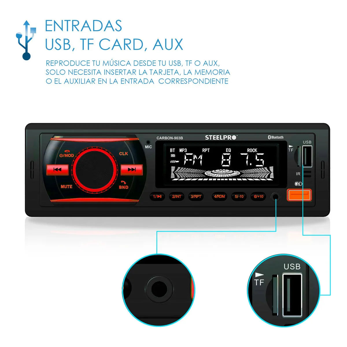 Kit Autoestereo Steelpro Bluetooth + Bocinas 6.5 Soundstream