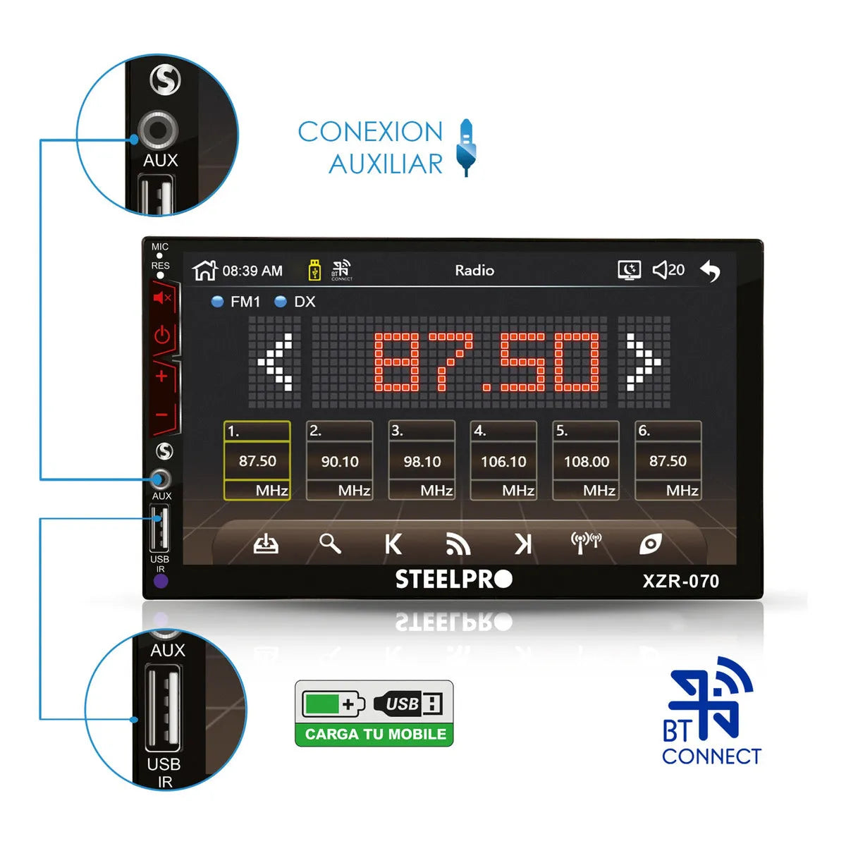 Kit Autoestéreo Steelpro Bluetooth + Bocinas 6.5 Soundstream