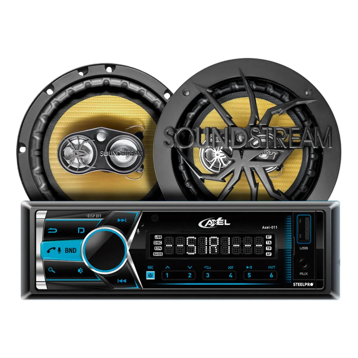 Kit Autoestéreo Steelpro Desmontable+bocinas 6.5 Soundstream