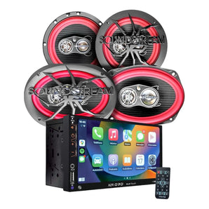 Kit Estereo Pantalla Carplay Bt + Bocinas 6x9 Y 6.5 Steelpro