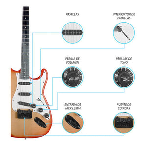 Kit Guitarra Electrica + Amplificador Concerto 010 Premiata Color Rojo Material Del Diapasón Álamo Laminado Orientación De La Mano Diestro