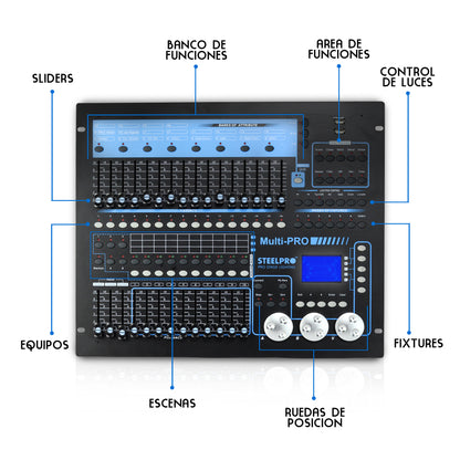 MULTIPRO Consola Profesional 1024 Mini Pearl Dmx Steelpro