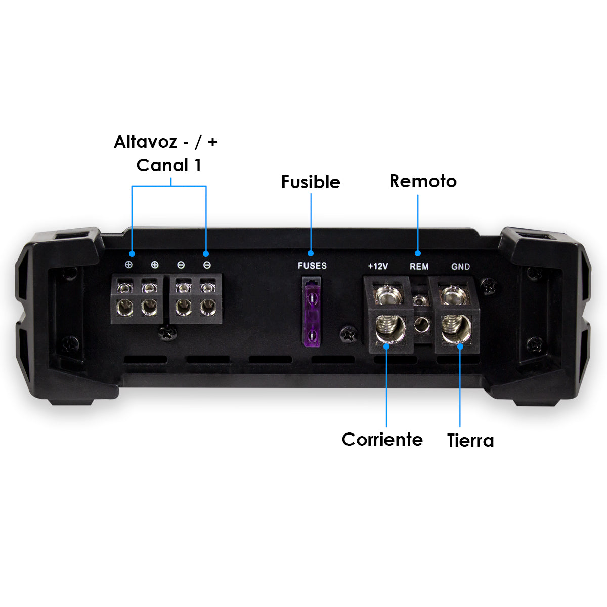 Amplificador  Nano 1200  Steelpro para Subwoofer  Monoblock Bass 1200W MAX 2  Ohm estable Alto Rendimiento Open Show, Crossover LPF/FULL, Bass Boost 12 dB, Fase Variable, Control de Bajos