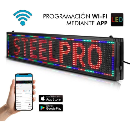 Letrero Led Programable Wifi Publicidad 100cmx20cm Steelpro