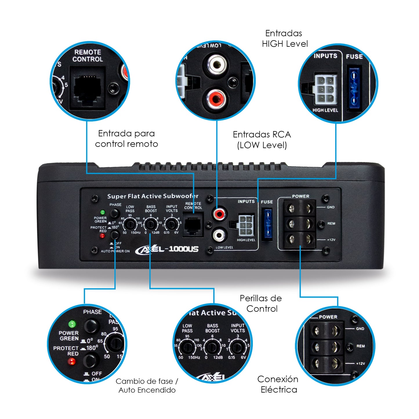 Subwoofer Amplificado 10 Pulgadas con Salida Aire Axel Steelpro Bocina para carros Potencia y claridad