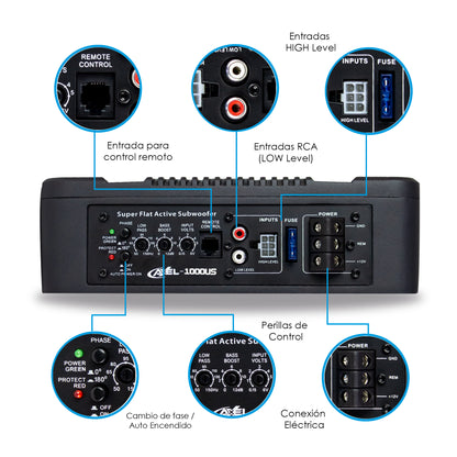 Subwoofer Amplificado 10 Pulgadas con Salida Aire Axel Steelpro Bocina para carros Potencia y claridad