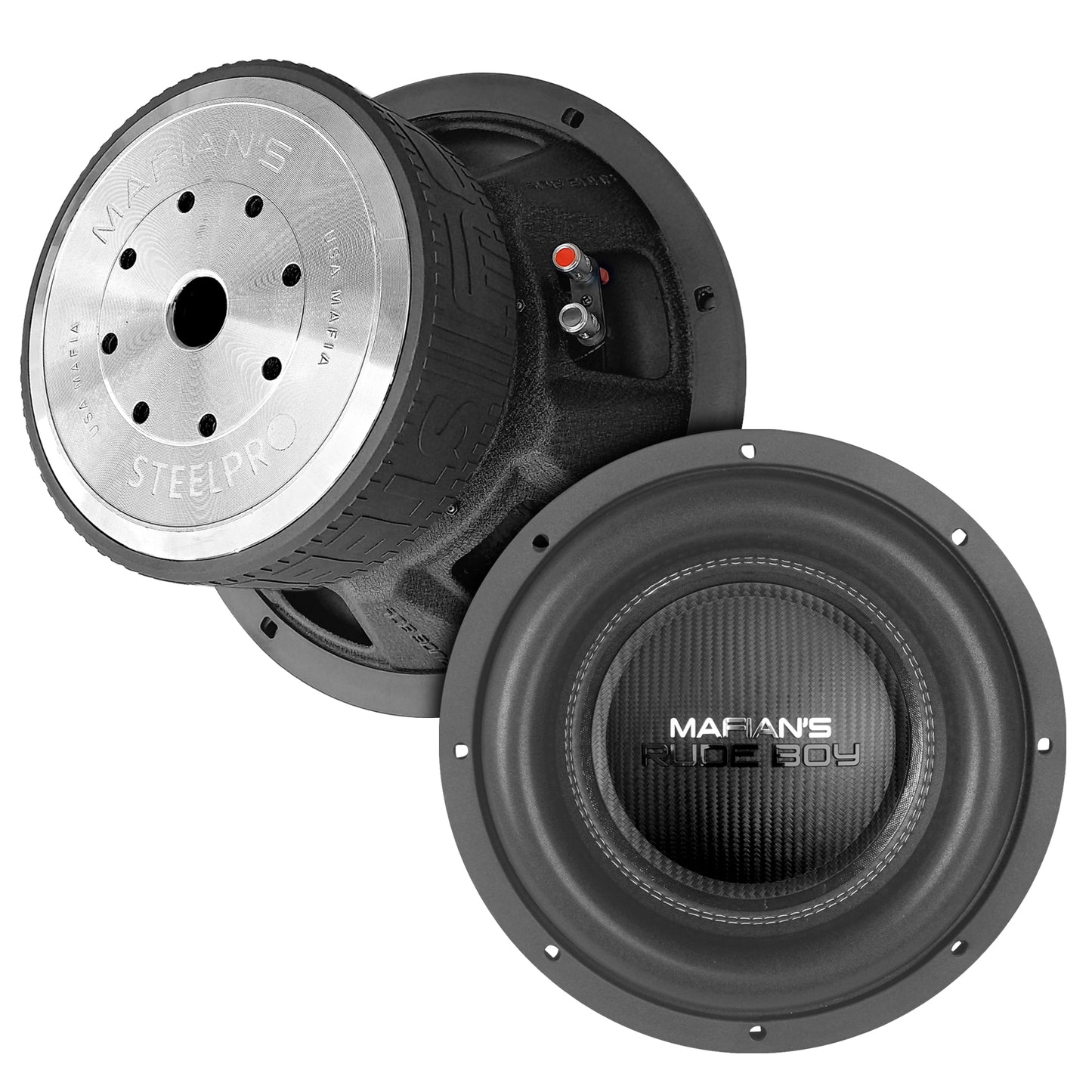 MAFIAN'S Subwoofer 12 pulgadas Premium 4200w Doble Bobina 4+4 OHM SPL The Rude Boy By Steelpro