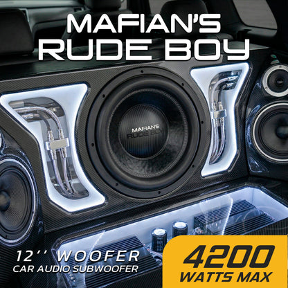 MAFIAN'S Subwoofer 12 pulgadas Premium 4200w Doble Bobina 4+4 OHM SPL The Rude Boy By Steelpro