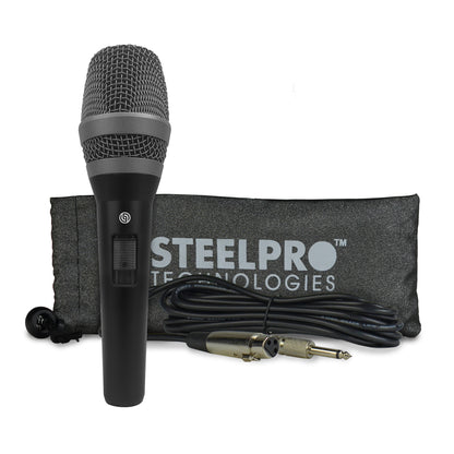 MC-PRO-100 Micrófono Profesional Para Vocalistas Cápsula Dinámica Cardioide XLR Audio En Vivo Karaoke Conferencias Eventos Respuesta 50Hz-12000Hz Steelpro