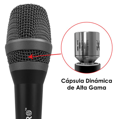 MC-PRO-100 Micrófono Profesional Para Vocalistas Cápsula Dinámica Cardioide XLR Audio En Vivo Karaoke Conferencias Eventos Respuesta 50Hz-12000Hz Steelpro