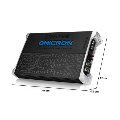 Amplificador OC-2550.1D Clase D Omicron by Steelpro para Subwoofer  Monoblock Bass 2550W MAX 1 Ohm estable Alto Rendimiento Open Show, LPF, Bass Boost 12 dB,Filtro Subsonico, Fase Variable, Control de Bajos