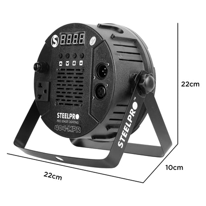 Cañón Wash 404-MPR RGB + Ámbar Full Color - 40 Leds x 3.20 Watts con 7 Canales DMX, Dimmer, Estrobo y Modos Audiorítmico / Automático (Compacto 0.90 Kg - 21.5 x 9 x 22.5 cm)