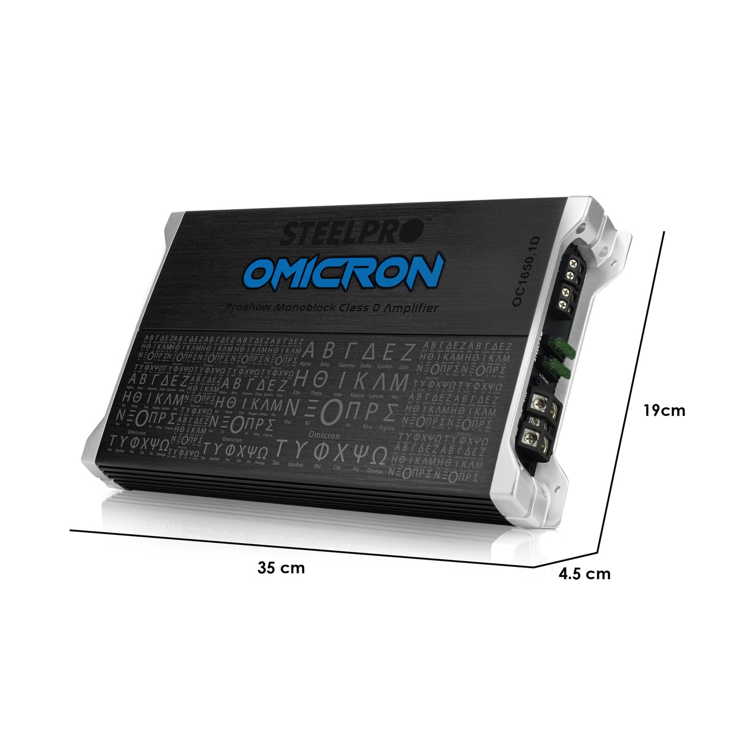 OC-1650.1D Amplificador para Subwoofer  Monoblock Bass 1650W MAX 2 Ohm estable Alto Rendimiento Open Show, Crossover LPF/FULL, Bass Boost 12 dB, Fase Variable, Control de Bajos Omicron by Steelpro