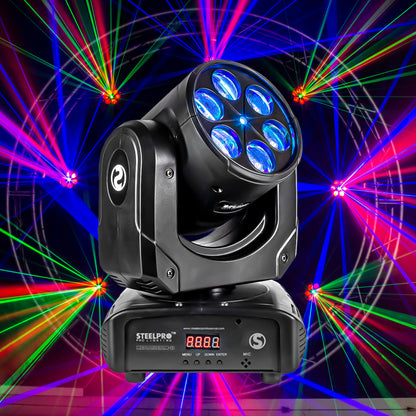 Cabeza Robótica Rgbw Full Power 4 En 1+ Laser Azul Steelpro