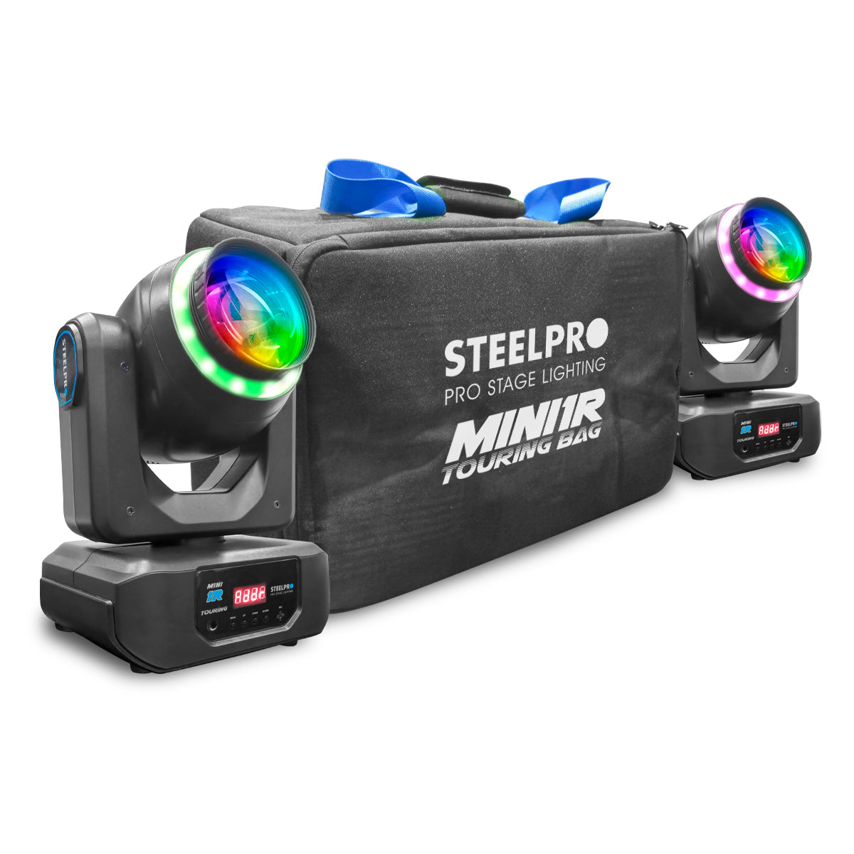 Par de luces robóticas 120W Mini 1 R touring prisma rotatorio 18 caras efecto Rainbow disco 8 colores / 7 colores Aro SMD / 8 Gobos Metalicos 2 Dicroicos DMX512 / 12 Y 14 CANALES Steelpro
