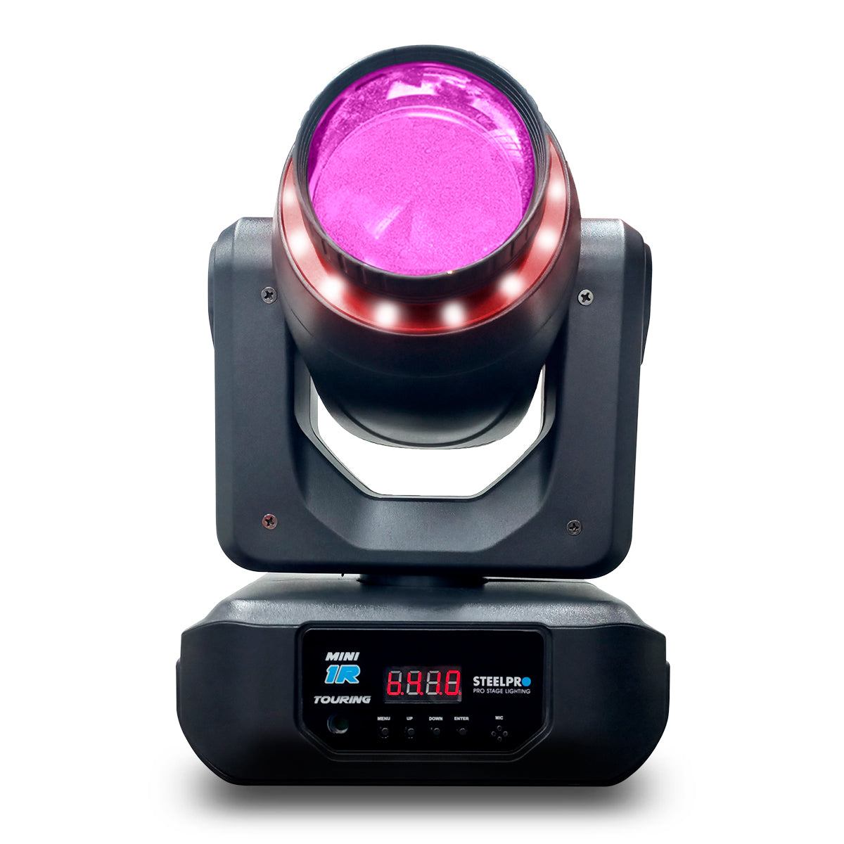 Par de luces robóticas 120W Mini 1 R touring prisma rotatorio 18 caras efecto Rainbow disco 8 colores / 7 colores Aro SMD / 8 Gobos Metalicos 2 Dicroicos DMX512 / 12 Y 14 CANALES Steelpro