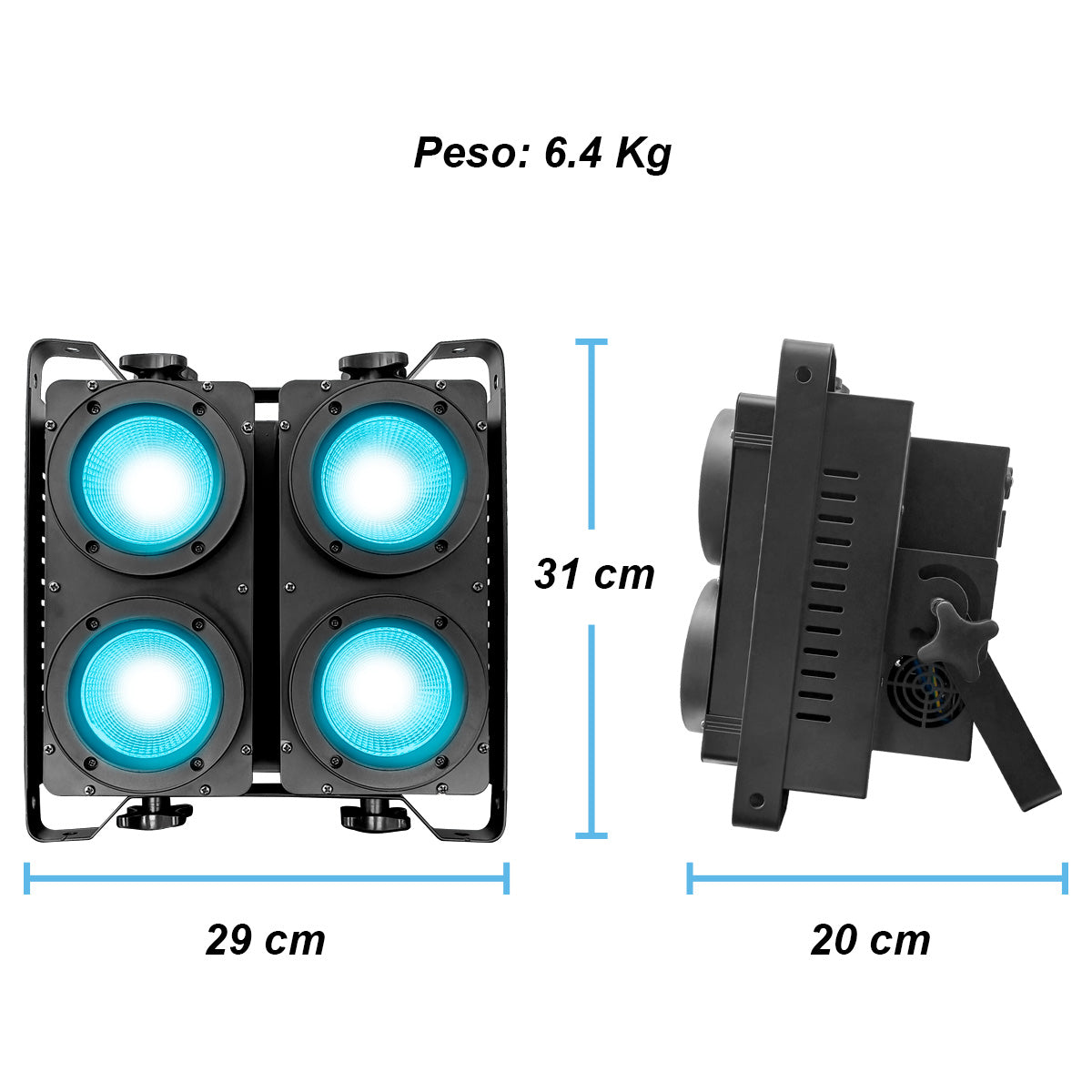 Mini Blinder Con Case 4 Leds De 100w Rgb By Steelpro