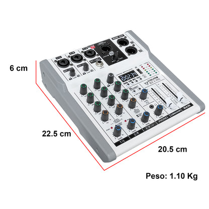 Steelpro MIX-4.1PRO Mezcladora de Audio Voz de Ardilla y Diablo 99 Efectos DSP 4.1 Canales Profesional con Salida Subwoofer Independiente EQ 3 Bandas LPF 80-250Hz Bluetooth USB Phantom 48V Interfaz PC
